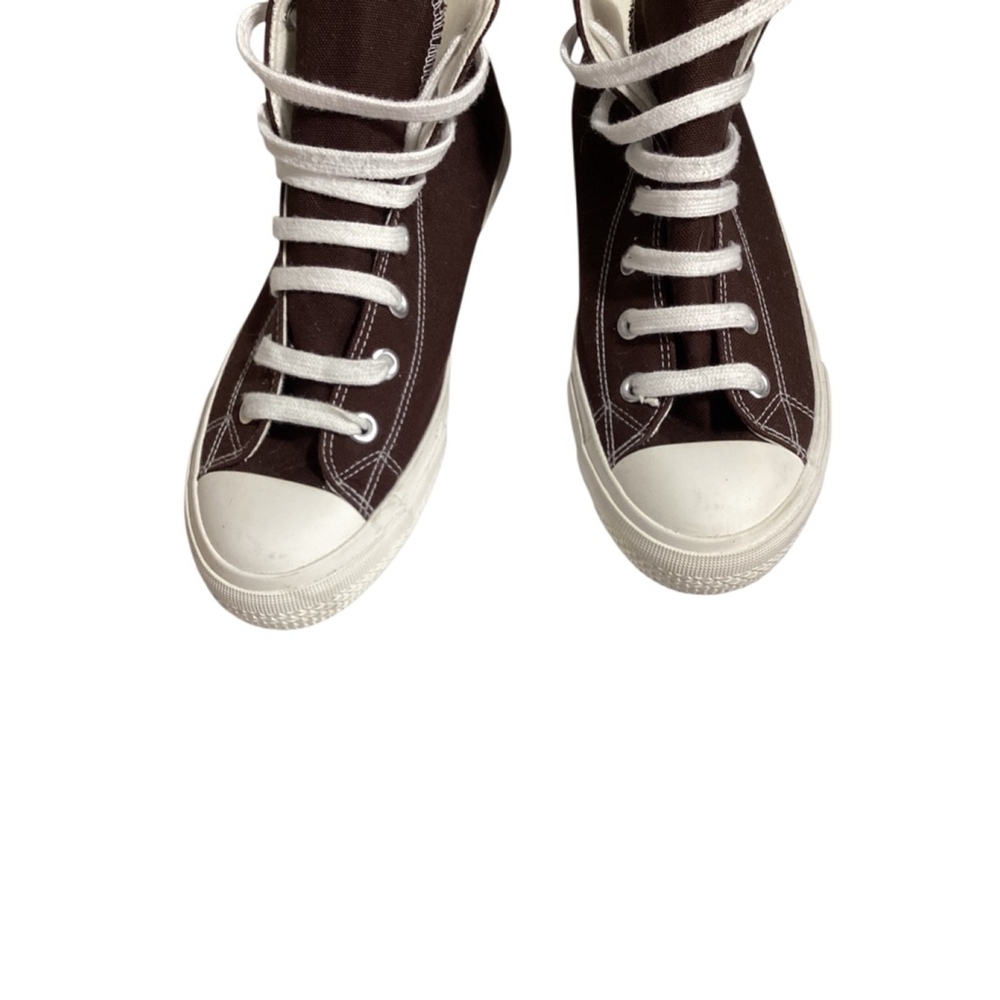 Women’s size 9 Chocolate Brown & White High-Top Casual Canvas Sneakers Unisex - Picture 3 of 8